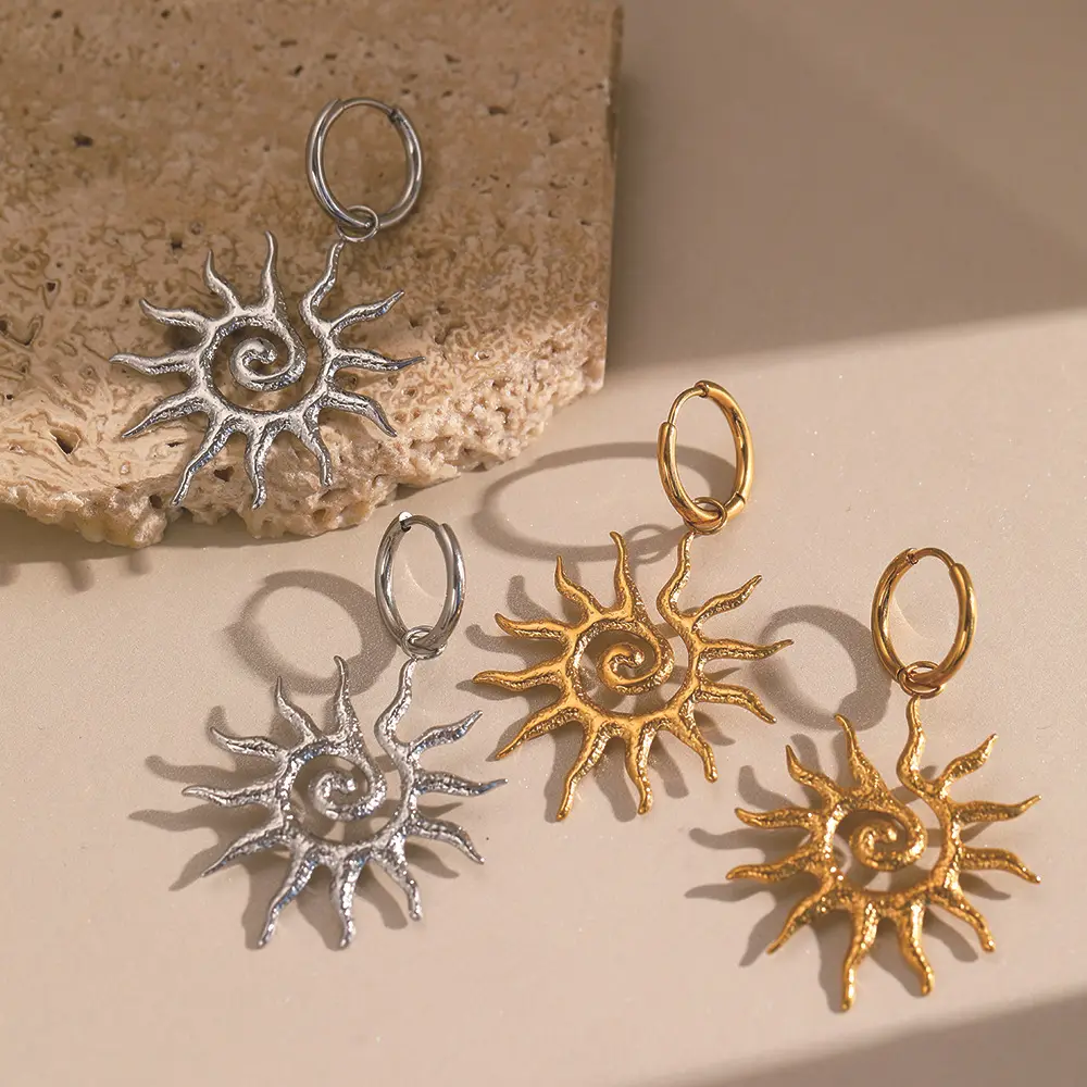 Spiral SUNFLOWER Pendant Earrings