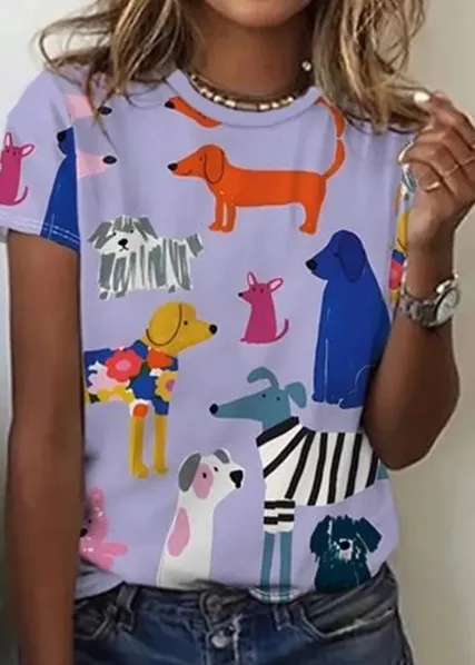 Animal Pattern Short Sleeve Round Neck T shirt Me13Hl250416Y002 4Xl - Shop at LoveMi