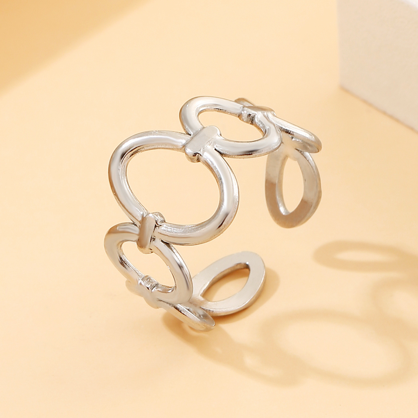 Women's Geometric Stainless Steel Open Titanium Steel Ring
