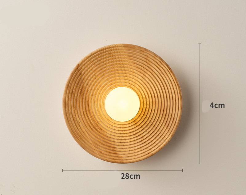 Retro Silent Wind Bedroom Bedhead Solid Wood Wall Lamp Japanese Style - Image 2