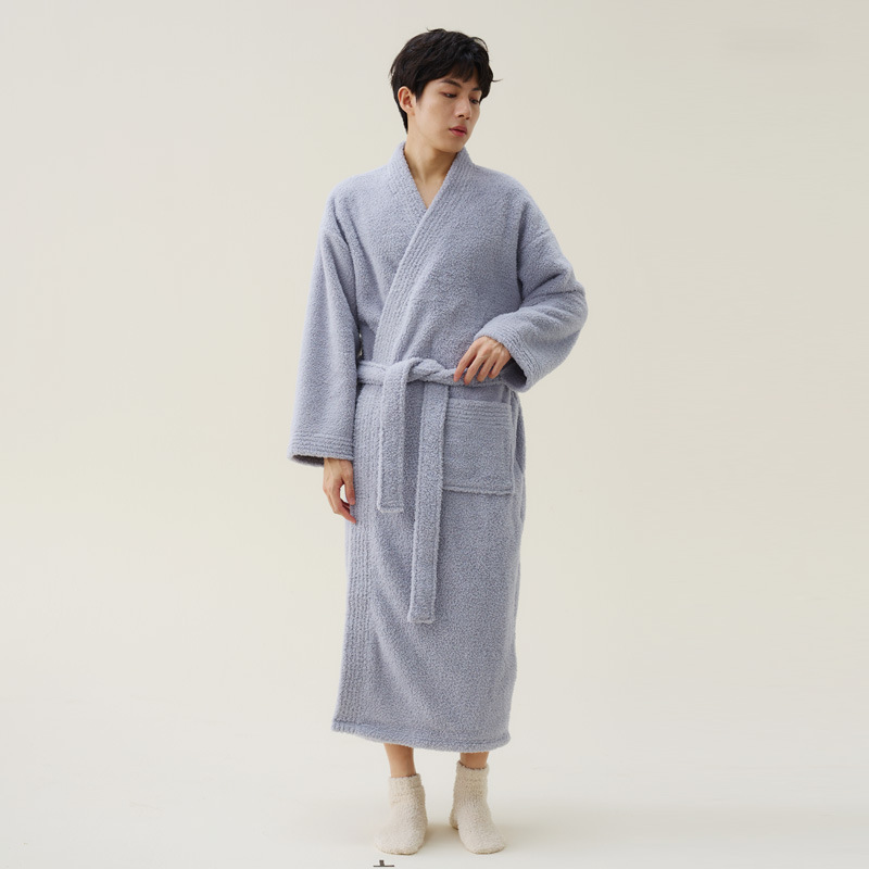 Men Light Gray Bathrobe