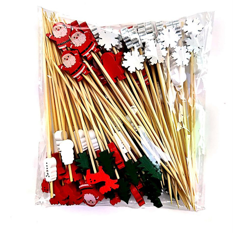 Title 2, Fruit Toothpick Disposable Bamboo Stick Snowfla...