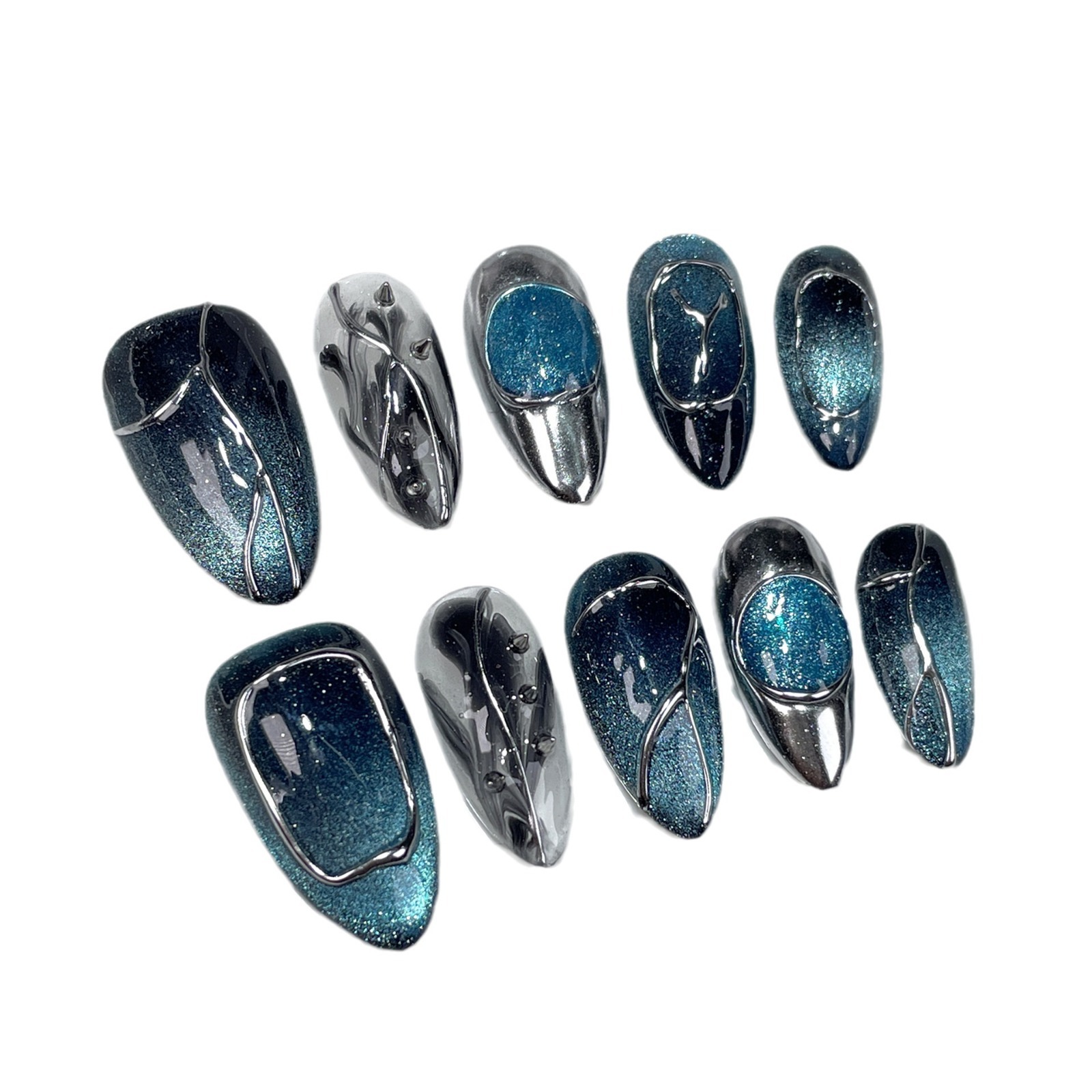 Handmade Wearable Nail Art In A Cool Avant-garde Cat-eye Style