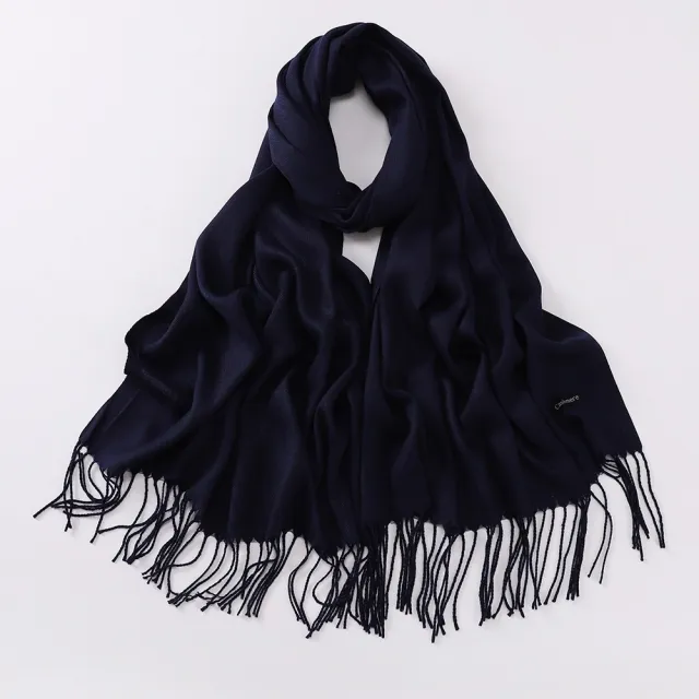 Autumn And Winter Cashmere like Solid Color Long Scarf Navy Blue - Shop at LoveMi