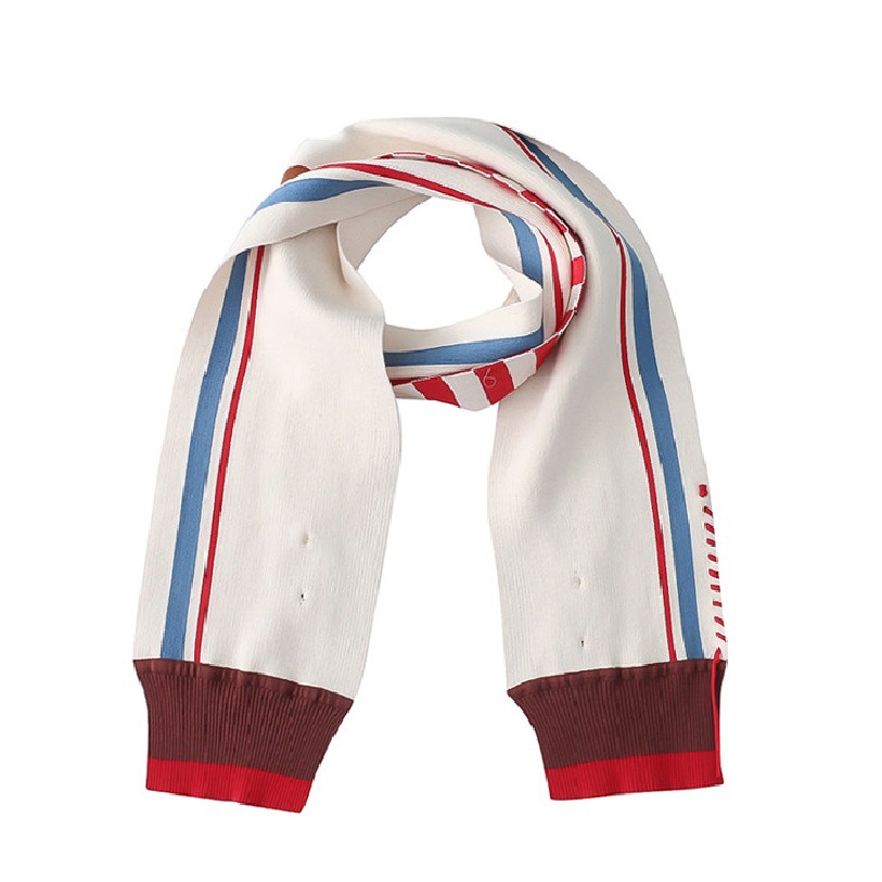 Cartoon Embroidery Contrast Color Striped Thick Thermal Knitting Scarf