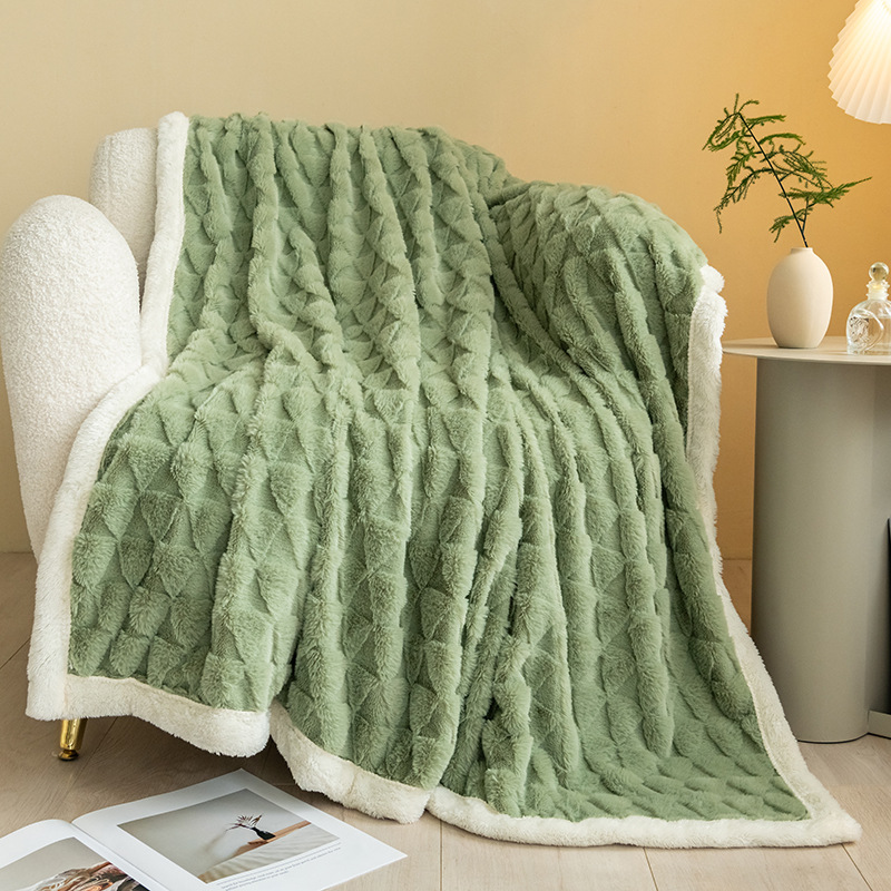 Dehaired Angora Jacquard Blanket Warm And Comfortable Thickened Home Leisure