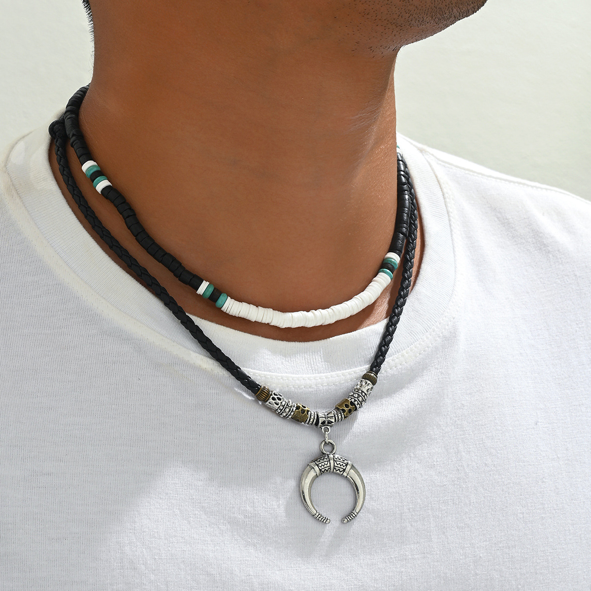 Mens Layered Necklace Vintage And Fashionable