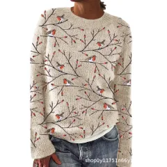 Sweet And Casual Women's Crew-neck Sweatshirt With Print - Style 2-4Xl - View 1