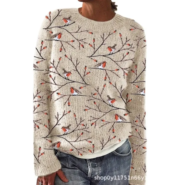 Sweet And Casual Women's Crew neck Sweatshirt With Print Style 2 4Xl - Shop at LoveMi