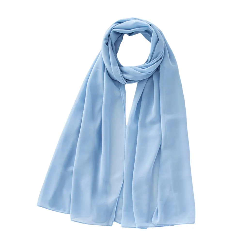 Women's Pure Color Pearl Chiffon Bubble Scarf Gauze Scarf - 20 Style