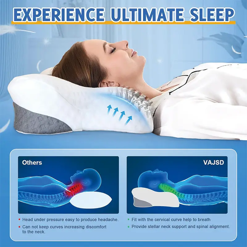 Breathable Cervical Pillow - Ergonomic Neck Support Pillow for Cervical Spine Relief and Strain Reduction