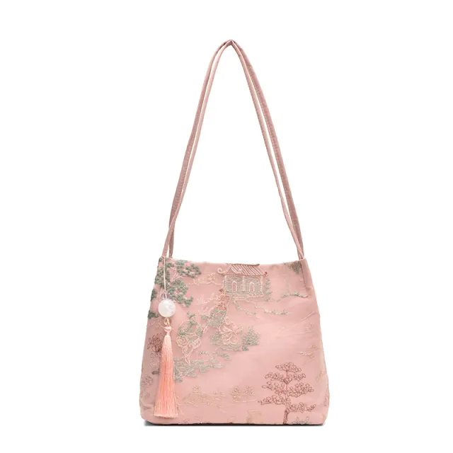 Casual Fashion Shoulder Cloth Popular Bucket Bag Pink - Shop at LoveMi