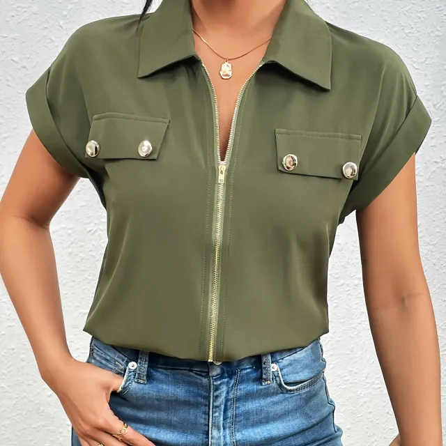 Women's Elegant And Chic Lapel Shirt Green - Shop at LoveMi