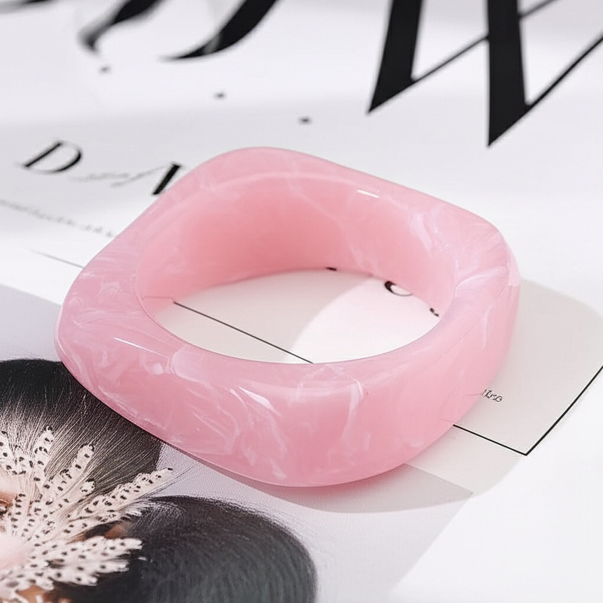 Wide Round Multi-colored Acrylic Bracelet