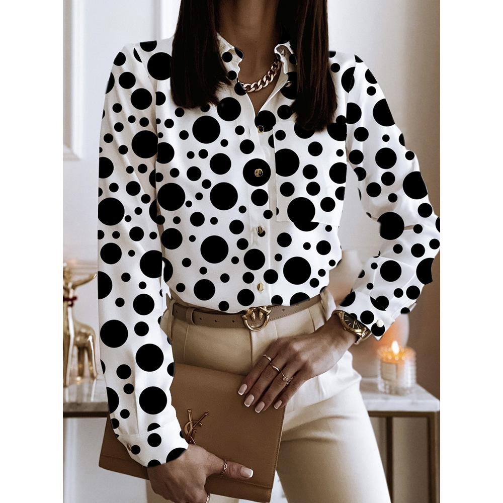 Spring And Autumn Long Sleeve Loose Printed Long Sleeve Lapel Mid length Shirt Style 13 S - Shop at LoveMi