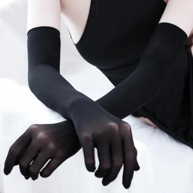 Women's Five finger Seamless Anti hook Silk Glove Black - Shop at LoveMi