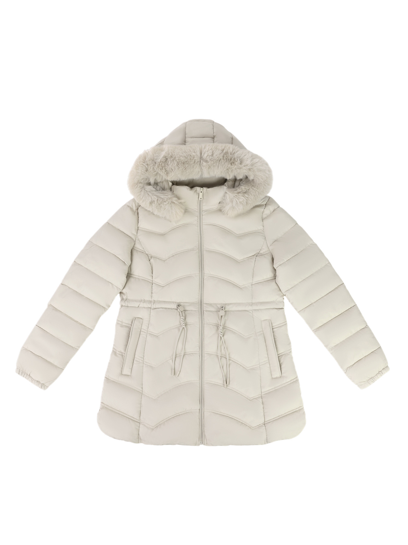 Women's Coat With Detachable Fur-trimmed Hood And A Cinched Waist For A Slimming Fit - Image 6