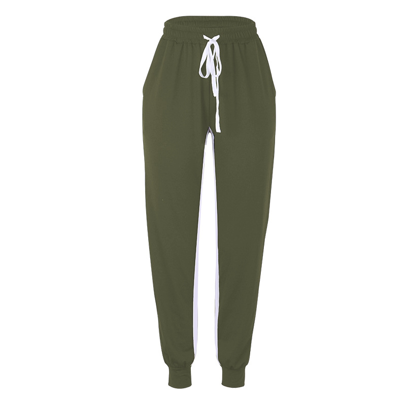 Title 13, Solid Color Stitching Elastic Lace-up Trousers