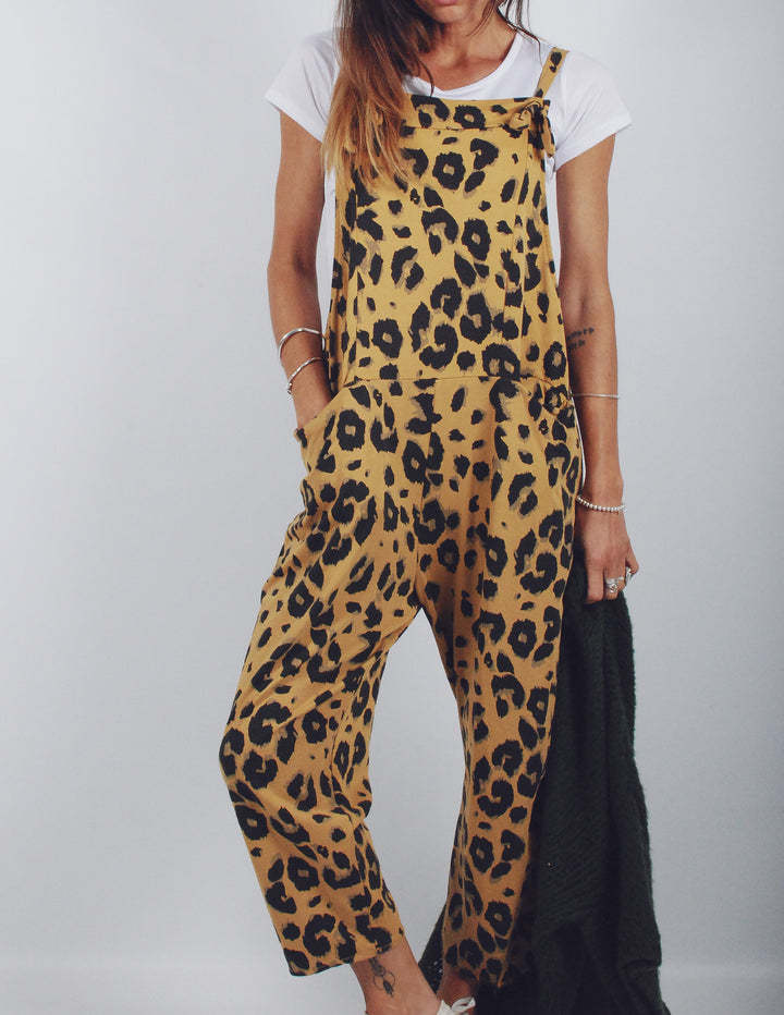 Title 7, Leopard Print Loose Plus Size All-match Jumpsuit