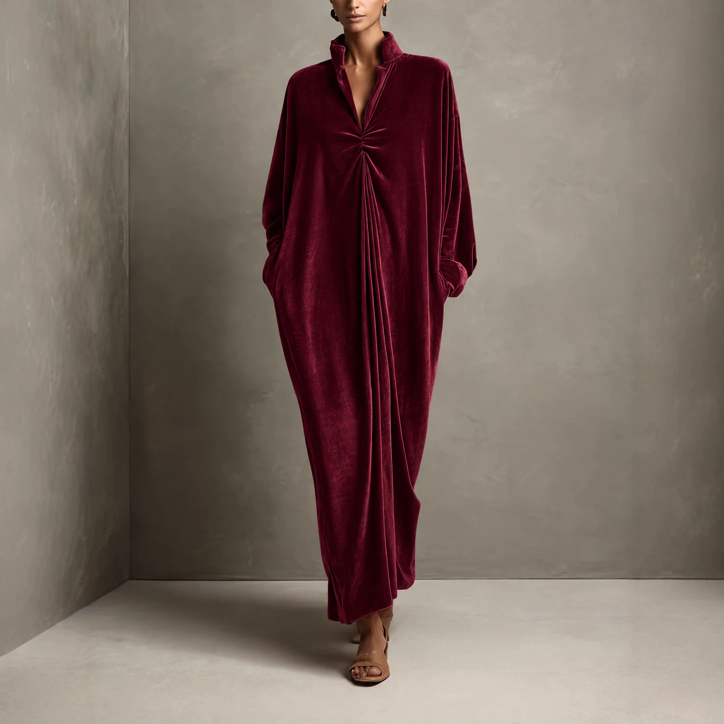 Women's Mandarin-collar Twisted Long Dress