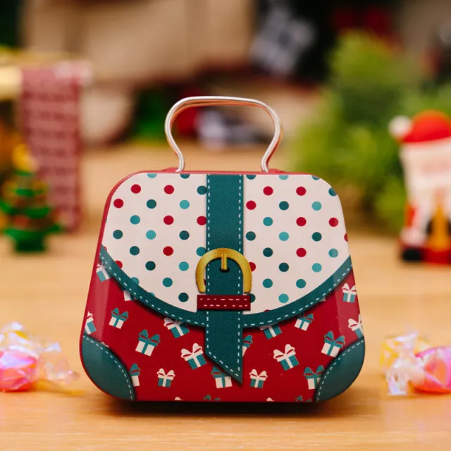 Christmas Decoration Supplies Tinplate Handbag Candy Box Christmas Mini Handbag C - Shop at LoveMi