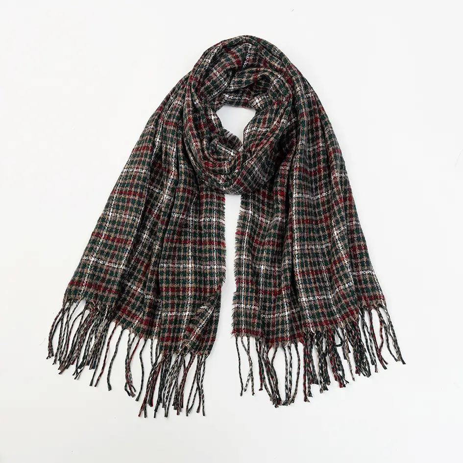Men's And Women's Cashmere Plaid Tassel Scarf