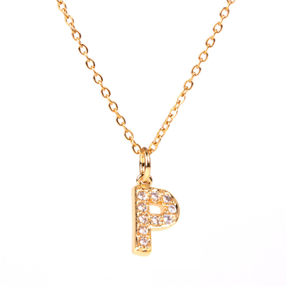 26 English Letters Pendant Necklace Diamond Inlaid Clavicle Chain