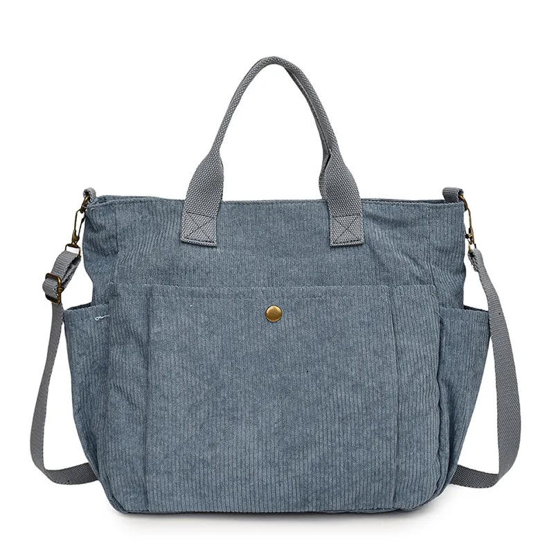 Simple Canvas Large Capacity Crossbody Shoulder Bag - Blue