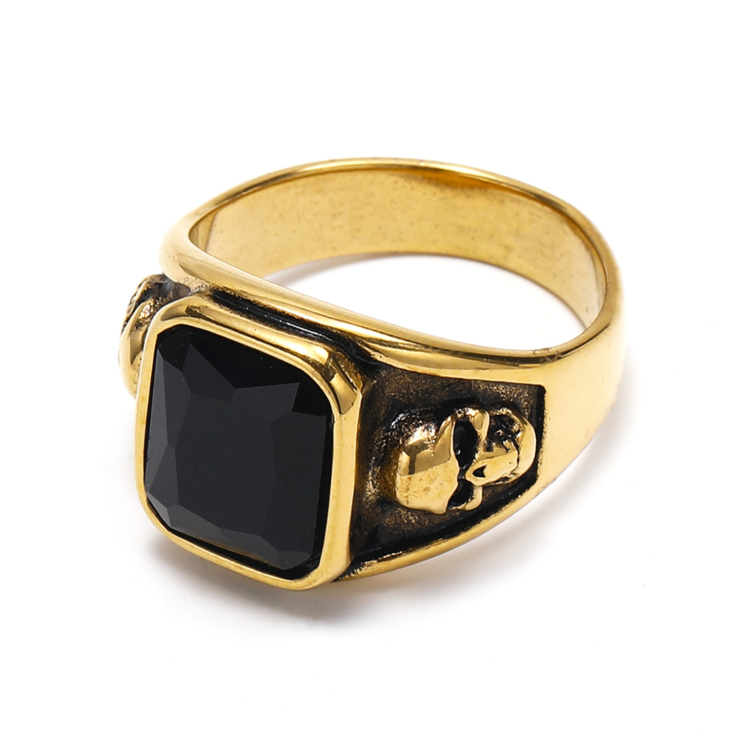 Men's Retro Personalized Titanium Steel Inlaid Jewel Ring