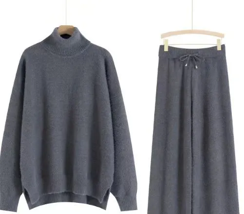 Autumn And Winter Knitting Suit Women Dark Gray - Shop at LoveMi