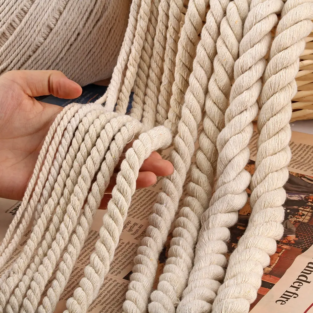 Coarse Cotton Rope 1-2-3-20mm Three-strand Beige String
