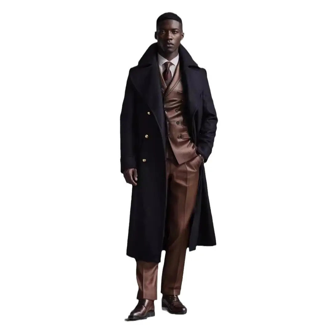 Men's Woolen Ultra-long Overcoat Overknee Fashion