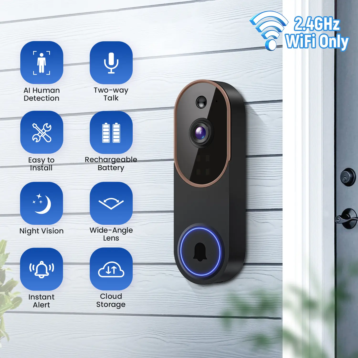 Smart Home Surveillance Camera Outdoor Wireless Doorbell