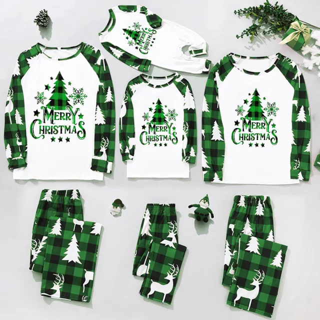 Parent child Leisure Wear Set Plaid Stitching Printing Christmas Romper18M - Shop at LoveMi