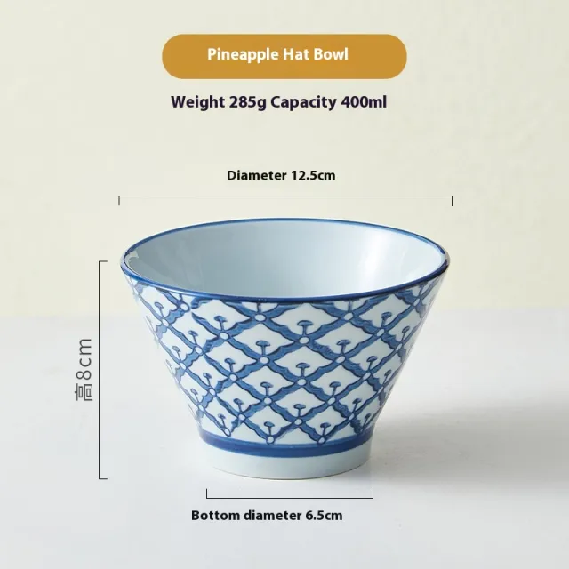 Household Ceramic Rice Bowl 5 inch Rain hat Shaped Bowl Pineapple - Shop at LoveMi