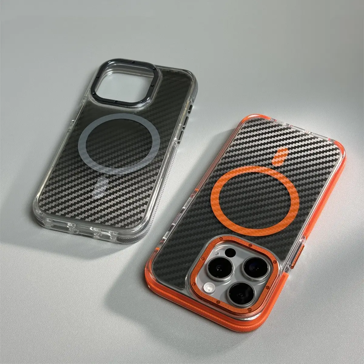 Carbon Fiber Pattern PC Magnetic Suction Airbag Drop-resistant Protective Cover