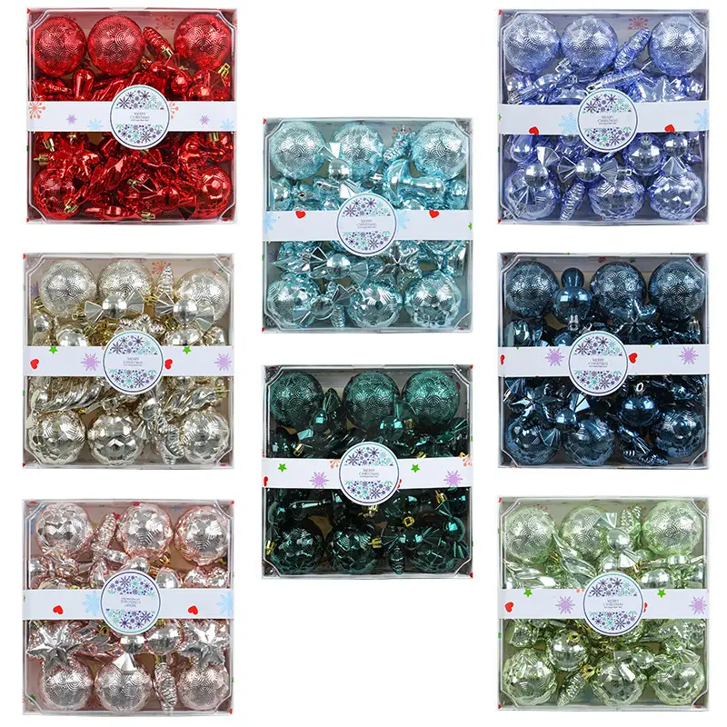 Christmas Decorations 28PCS Electroplated Plastic Balls Christmas Tree Ornaments
