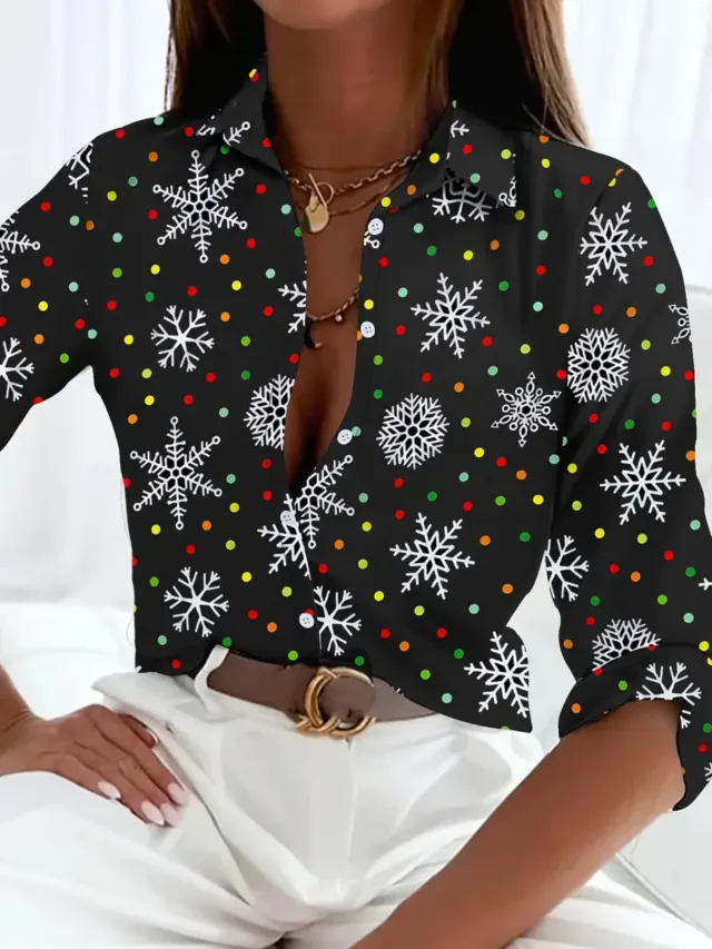 Versatile, High quality Womens Long sleeve Christmas Shirt Cw3356 5Xl - Shop at LoveMi