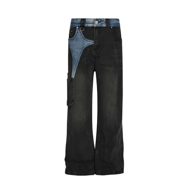 American Retro Washed Worn Jeans Second Hand Black Color - Shop at LoveMi