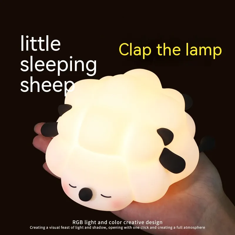 Cute Silicone Night Lights Sheep Cartoon Bedroom Lamp For Children's Room Decor Rechargeable Timing Dimming Sleep Night Light – image 7