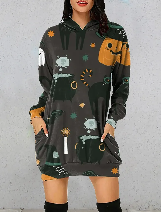 Fashion 3D Printing Female Long Sweater 3 Cotton Fabric Xl - Shop at LoveMi