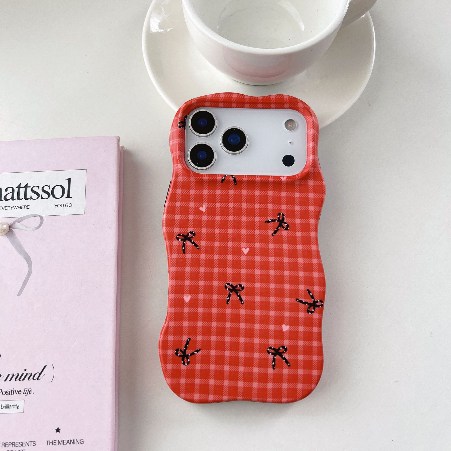 Red Plaid Bowknot Phone Case Film