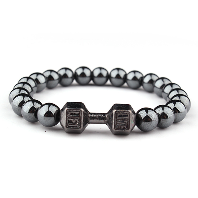 8mm Haematite Dumbbell Bracelet Barbell Fashion
