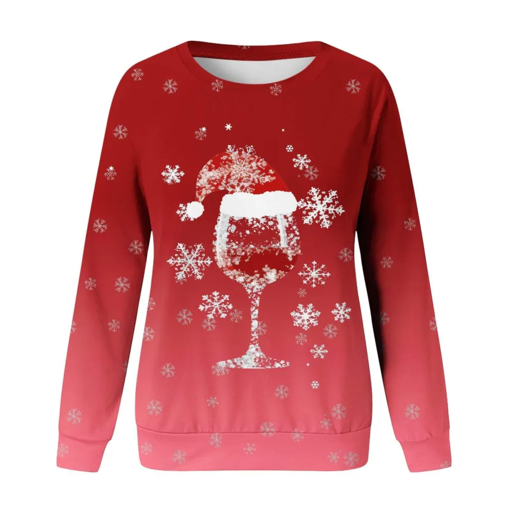 Christmas New Women's Round Neck Sweater 3D Digital Printing Casual Women's Clothing - Stylepl10877