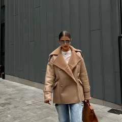 Maillard Casual Coat For Women - Camel Pu Leather - View 1