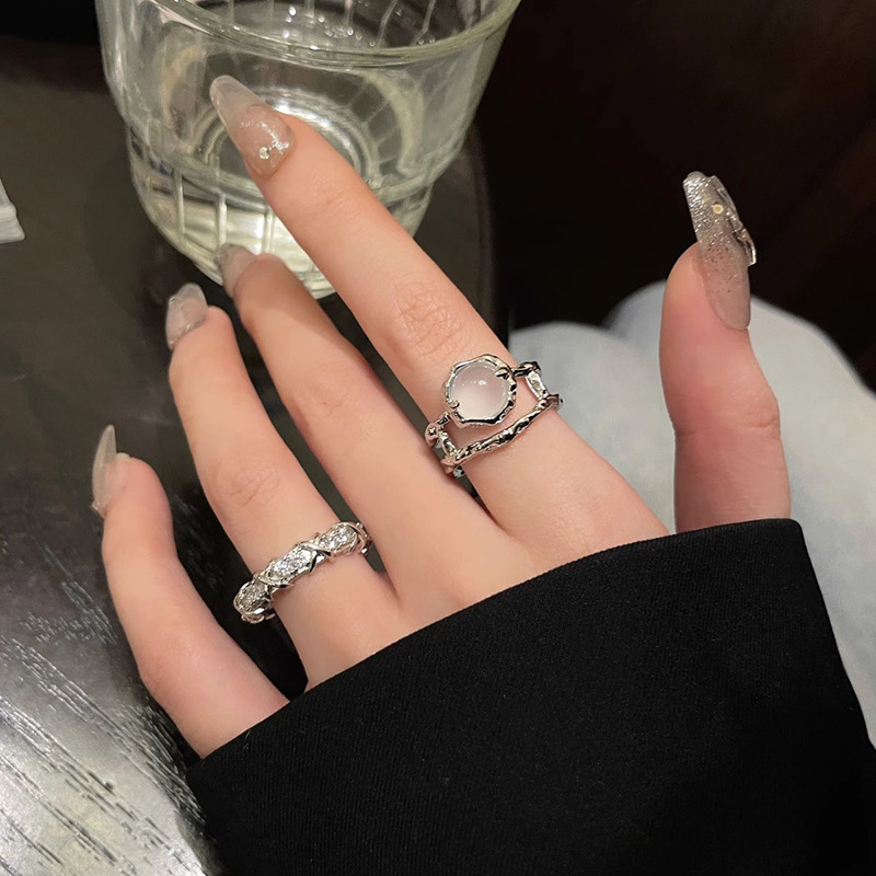 Double-layer Zircon Index Finger Ring