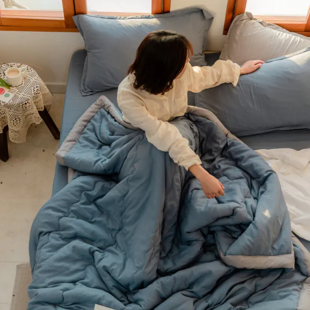 Japanese Washed Cotton Summer Cool Quilt Light Luxury Blue - Shop at LoveMi