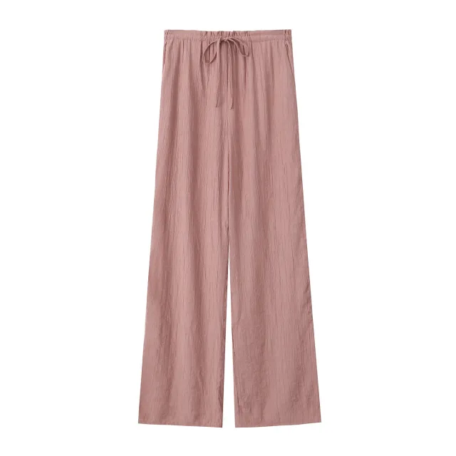 Fashionable Casual Four color Straight All matching Textured Pants Middle Pink - Shop at LoveMi