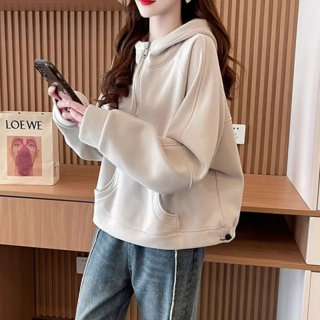 All matching Slimming Laid back Style Small Solid Color Coat Top Apricot - Shop at LoveMi