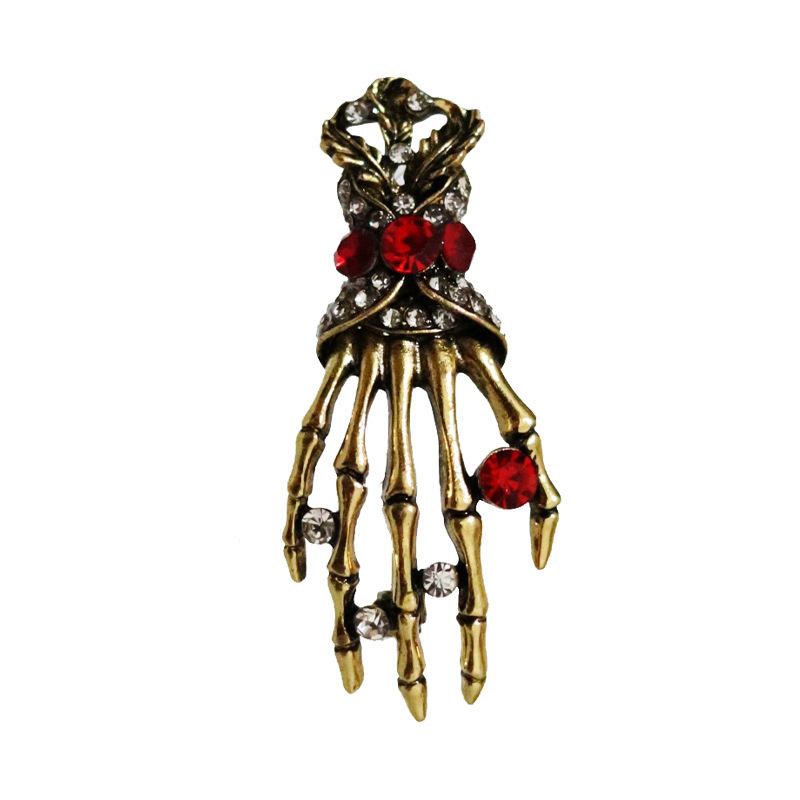 Halloween skull hand tassel brooch (ancient gold)